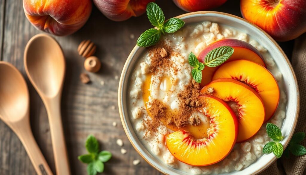 peach oatmeal bowl