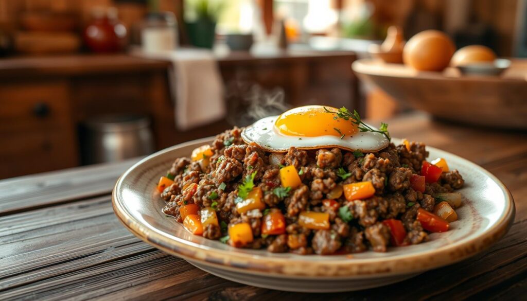 savory ground beef breakfast hash